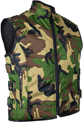 MDM Gilet de motard camouflage en textile, camouflage, XL