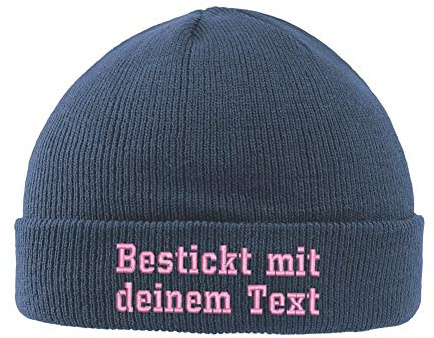 Wolfszeit personalisierte Strickmütze 2-Zeilig mit Wunschtext Bestickt