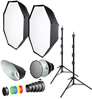 Bresser f000483 Flash de Studio Modeleur de lumière Set avec trépied et boîtes à lumière Noir
