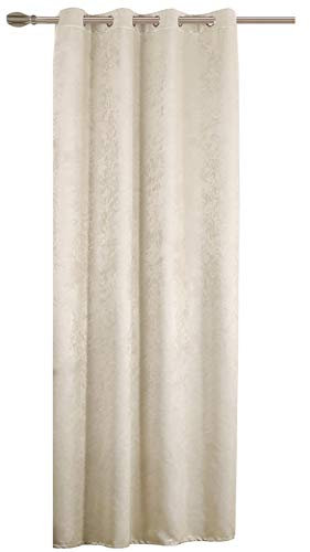 WOLTU Thermovorhang Kälteschutz wärmeisolierende Vorhänge Blickdicht mit Ösen, 250g/m² Schwere Verdunklungsvorhänge Damast Optik Gardinen Wohnzimmer Schlafzimmer, 135x225 cm Creme (1 Stück)