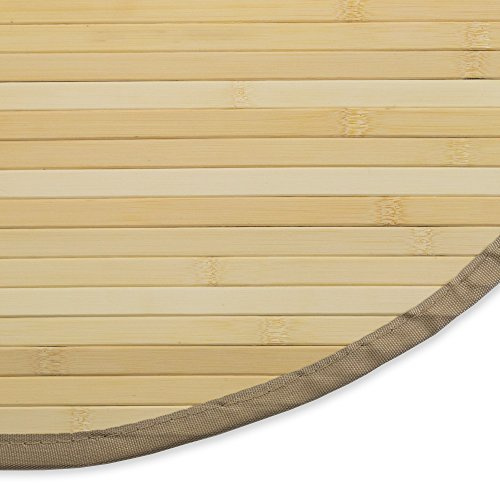 Homestyle4u 375, Bambusteppich rund 90 cm mit Bordüre Bambusmatte Bad Teppich rutschfest Natur