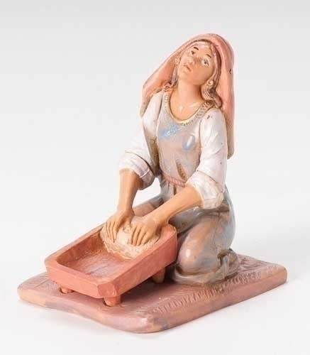 Fontanini by Roman Inc., Ruth The Breadmaker, 5 Village Collection, Nativity Figure and Accessories, Hand Sculpted and Painted