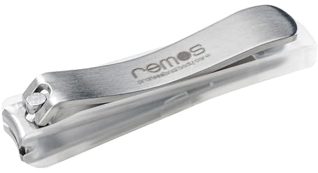 REMOS Nagelknipser für Fußnägel, Edelstahl rostfrei, Starke Hebelwirkung und speziell zum Schneiden der Zehennägel. Nagelfangbehälter fängt geschnittene Nägel auf. Kleine Nagelfeile auf Rückseite.