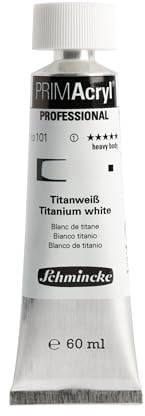 Schmincke - PRIMAcryl® Professional feinste brillante Acrylfarbe, Titanweiß, 60 ml Tube, 13 101 011, Premiumacrylfarbe, Acrylmalerei, Profi-Qualität