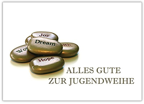 Kartenkaufrausch Designer Karte zur Jugendweihe: Joy, Hope, Dream Alles Gute zur Jugendweihe • 1a Grusskarte mit Umschlag zu 1001 Anlass