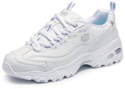 Skechers D'Lites Fresh Start Schnür-Sneaker für Damen mit Memoryschaum modischer Schuh Schwarz/Weiß EU