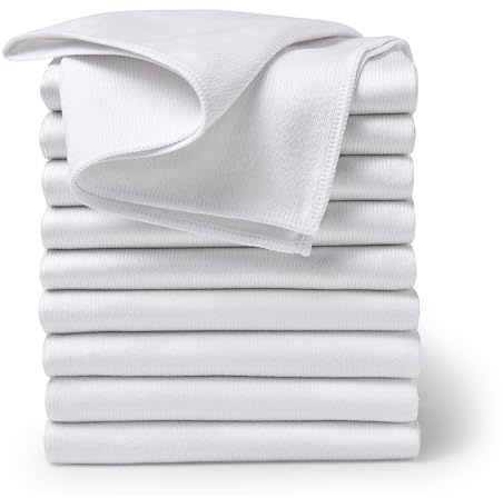 culiclean Mikrofasertücher Auto – extrem saugfähig, Weiß, 50x70, 10x | Microfasertücher, Putztücher, Küchentücher, bis 95°C kochfest waschbar, trocknergeeignet