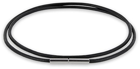 Auroris Echtleder Kette 2 mm schwarz mit Tunnel-Drehverschluss aus Edelstahl Länge wählbar / 55 cm