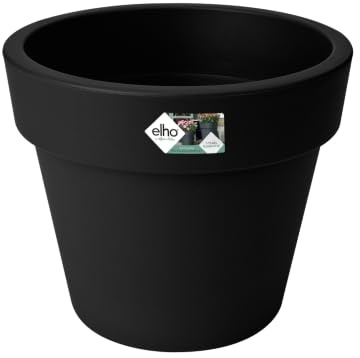 elho Green Basics Top Planter 47cm Blumentopf - Living Schwarz | ∅ 47 x H 40 cm | für den Außenbereich