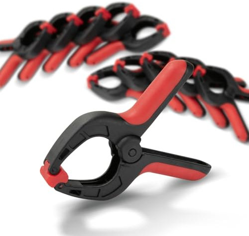 POWERTEC Mini Spring Clamps Set - 10 Pack Plastic Clips with 1-Inch Opening and Pivoting Jaw Pad, Ideal for Backdrop Clips, Pool Covers, DIY Projects, and Woodworking (71018)