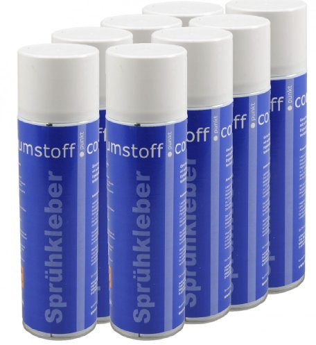 8 Dosen Sprühkleber a 500ml Dose, kräftiger Kleber Sprühdose mit Dosierventil, geruchsarm und transparent