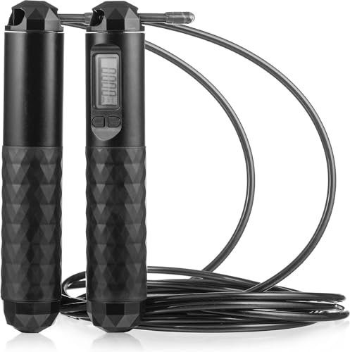 Gymtek® Springseil mit LCD Zähler - 300cm verstellbares Kordel - Seilspringen