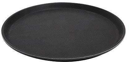 APS Tablett „Gastro“, schwarzes Serviertablett, Tablett aus GFK mit rutschfester Oberfläche, Ø 35,5 x Höhe 2 cm, schwarz