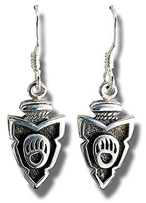 Indianerschmuck Ohrringe Bärentatze Pfeilspitze Westernschmuck Silber