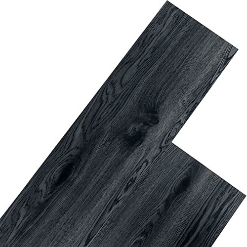 STILISTA Vinyl Laminat Dielen, 15 Dekors Wählbar, 5,07 oder 20 m², Rutschfest, Wasserfest, Schwer Entflammbar - 5,07 m² Eichenkrone Schwarz
