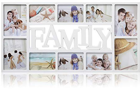 ARPAN Family 10 Multi Aperture Photo Picture Frame - Holds 6 X 6''X4'' Photos, 4 X 5''X7'' Photos - White
