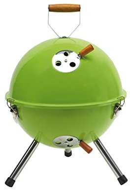Preiswert&Gut Kugelgrill Green Ø31,5 x 43 cm mit 3 Standbeine Edelstahl Leichtgewicht und herrausnehmbares Grillrost 29 cm Minikugelgrill