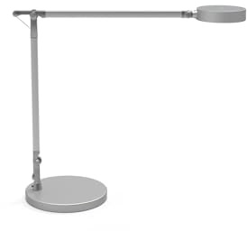MAUL LED Schreibtischlampe MAULgrace silber dimmbar flexibel fürs Büro | Lichtfarbe nach Wunsch, 4 Helligkeitsstufen, beweglicher Arm, stabiler Stand, schreibtischschonende Unterlage, GS geprüft