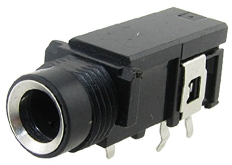 sourcing map 1/4 6.5mm Headphone Stereo Jack PCB Panel Mount Socket Black 3 Terminals
