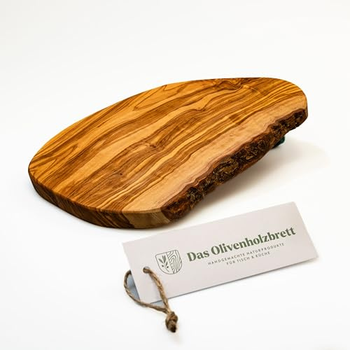 Olivholzbrett® skärbräda olivenAntipastibräda/liten serveringsbräda/brödbräda av olivNaturform/ingen eller knappt bark 20 cm
