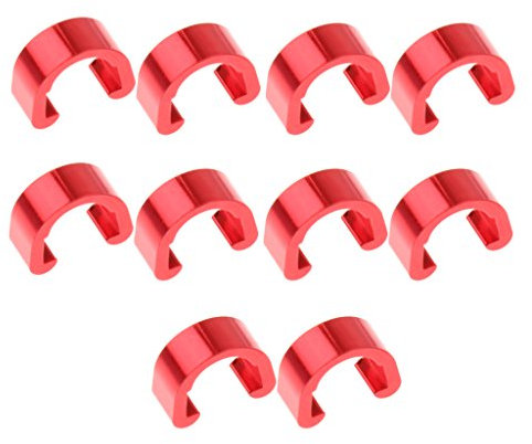 10pcs Aluminium Fahrrad Zugbefestigung Klammer Bremsleitungsbefestigung Rahmen, Rot