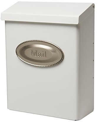 Gibraltar Mailboxes Designer Locking Medium Capacity Galvanized Steel White, Wall-Mount Mailbox, DVKW0000, 9.7 x 4.4 x 12.6 inches