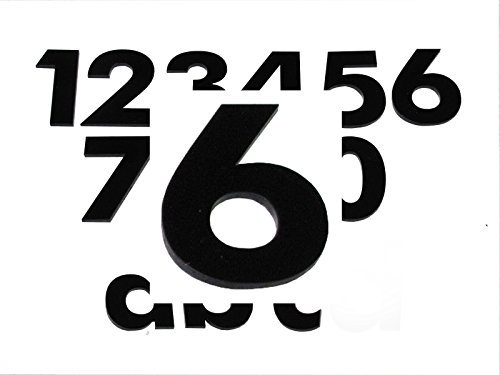 Numero civico 6 – Altezza: 65 mm, 3 mm di spessore (nessuna Pellicola sottile), resistente alle intemperie, bel design e molto facile da montare (incollare invece forare) Numero Civico, numero, numero di porta di casa, Porta, Cassetta delle lettere e citofono in Nero in plexiglas