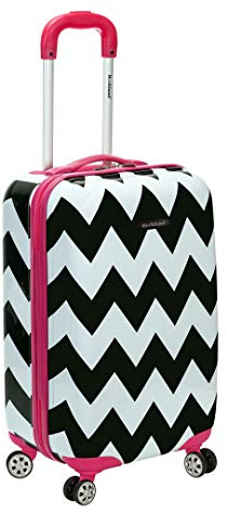 Rockland Safari Hardside Spinner Wheel Luggage, Pink Chevron, Carry-On 20-Inch, Safari Hardside Spinner Wheel Luggage