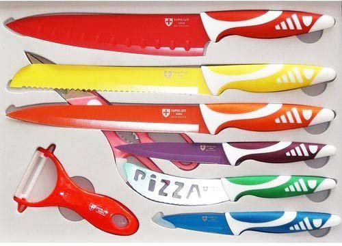 Set de 7 Cuchillos de Ceramica hechos en Suiza Super Lux Antiadherente y Antibacteriano 2765
