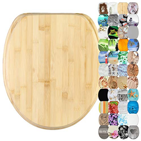 Sanilo WC-Sitz mit Absenkautomatik I Hochwertiger Toilettensitz aus Holz I Toilettendeckel in verschiedenen Motiven (Bambus)