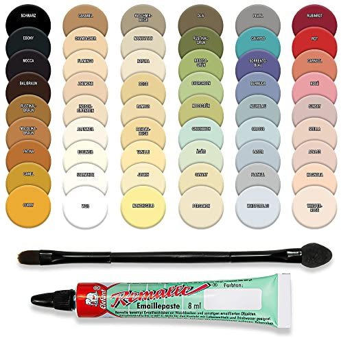 Helmecke & Hoffmann Remalle Emaille Paste Emaillelack Reparaturlack Lack 8 ml + Pinsel (Caramel)
