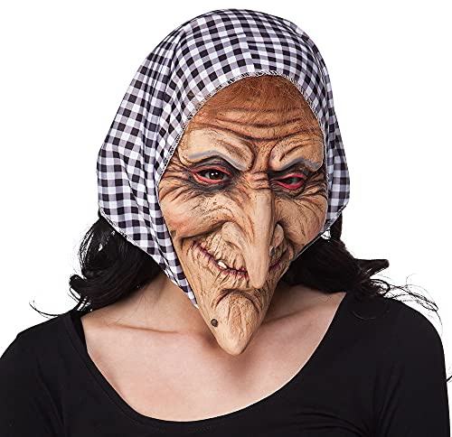 Boland - Latex Kopfmaske Hexe mit Kopftuch für Erwachsene | Maske für Hexenkostüme, Karneval, Halloween und Mottoparty, Märchen