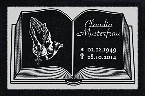 LaserArt24 Granit Grabstein, Grabplatte oder Grabschmuck mit dem Motiv Buch-g02 und Ihrem Text/Daten