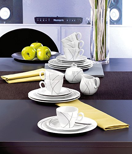 Seltmann Weiden Trio Highline kaffeservice 20 delar, porslin, grå/svart, One Size