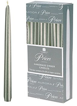 Prices 10 inch Metallic Silver Dinner Candles, 10 Pack, Individually Wrapped