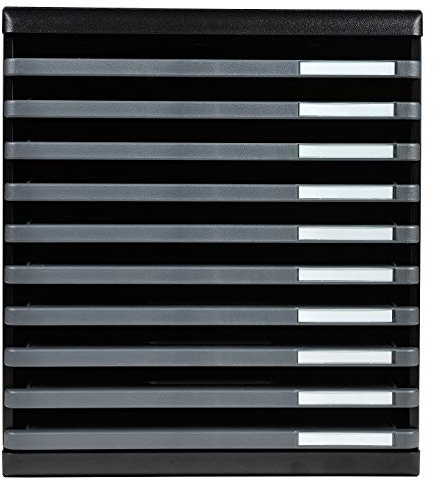 Exacompta - Ref 304714D - MODULO A4 - Lådhurts med 10 öppna lådor för A4+ dokument - Utvändiga mått: Djup 35 x Bredd 28,8 x Höjd 32 cm - Färg svart/musgrå