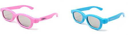 Ultra 1 Light Blue 1 Pink Childrens Passive 3D Glasses Kids for Use with all Passive TVs Cinema Projectors and RealD Films Movies Circular Polarised 3D Glasses Passive Kids Movies Cinema 3D Glasses