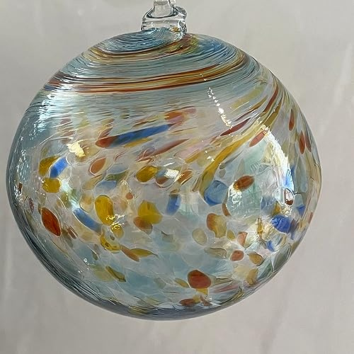 Oberstdorfer Glashütte Kugel farbige Glaskugel in türkis-bunt zum hängen Durchmesser ca. 11 cm