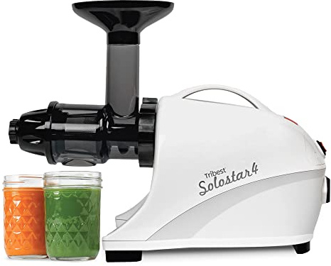 Tribest Solostar SS-4200-B Horizontal Slow Masticating Juicer, Single Auger Cold Press Juicer & Juice Extractor, White