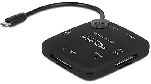 DeLOCK Lecteur de Carte OTG Micro USB > 5 emplacements + hub USB 3 Ports pour Smartphones