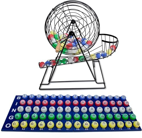 Royal Bingo Supplies Showstopper 19-inch XL Bingo Game - 1.5 Large Print Bingo Balls with Cage, Wood Master Board - Premium Bingo Set for Large Groups - Lottery Ball Machine Bingo Kit