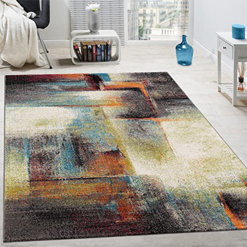 Paco Home Designer Teppich Modern Kurzflor Wohnzimmer Bunt Trendig Meliert Multicolour, Grösse:160x230 cm