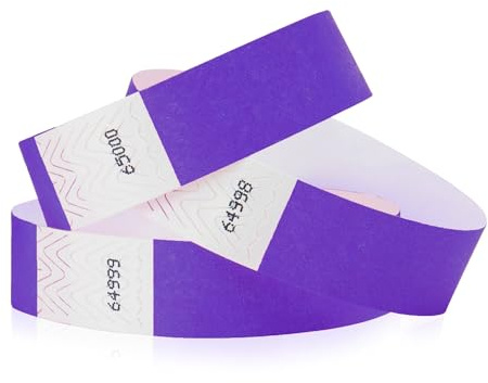 500 WristCo Purple Tyvek Wristbands for Events - Tamper-Proof Design