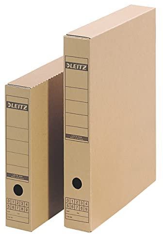Leitz Premium Archiv-Schachtel mit Verschlusslasche, 70 mm Rückenbreite, Aktenkarton A3, Aufbewahrungsboxen mit Deckel, 100 % recycelbare Lagerbox, Faltbare Kartonverpackung, 5 Stück, Braun, 60850000