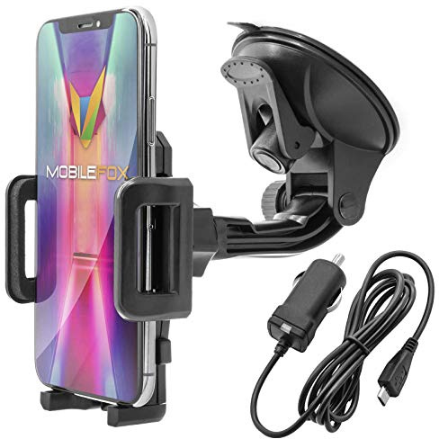 Mobilefox Car SET 360° Phone Holder Vacuum Cup + Mirco-USB Charging Cable for Samsung Galaxy S7 S6 Edge S5 Neo mini A3 A5 J1 J3 J5 J7