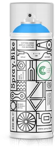 SPRAY.BIKE Fahrrad Lackspray - neonblau (FLUO- Neon Light Blue) in 400 ml Spraydose - KEINE GRUNDIERUNG notwendig - Fahrrad Lack, Sprühlack, Acryllack, Lack Spray