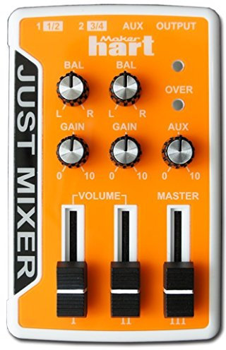 JUST MIXER Mixer Audio – Mixer Portatile Tascabile Alimentazione Batteria/USB con 3 Canali Stereo (3.5mm) con Switch On/Off (Arancio)