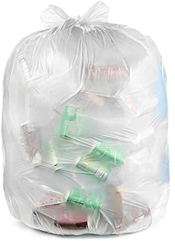 Ultrasac 45 Gallon 3.0 MIL Clear Heavy Duty Contractor Trash Bags with Handtie - 33 x 48 - Pack of 20 - for Construction, Commercial, & Industrial