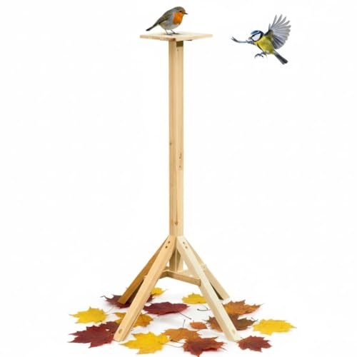 Melko Vogelhausständer Ständer für Vogelhaus Futterhaus 66,5x66,5x105 cm | aus unbehandeltem Naturholz, standfest durch breite Basis, einfache Montage, naturnahe Futterstelle für Wildvögel im Garten
