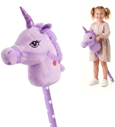 The Magic Toy Shop Purple Unicorn Hobby Horse - Ride-On Stick Toy, 81cm